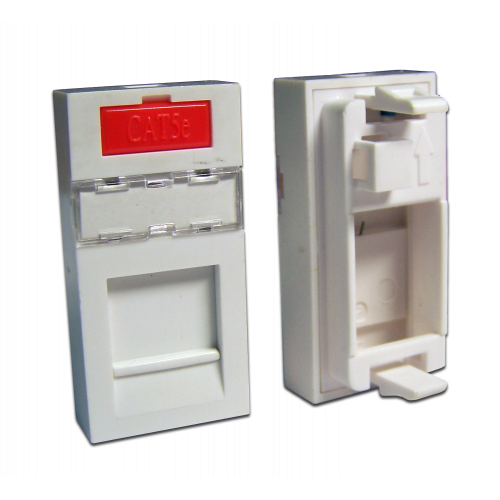Вставка 22.5x45 на 1 кейстоун, со шторкой, маркировкой и иконкой, белая